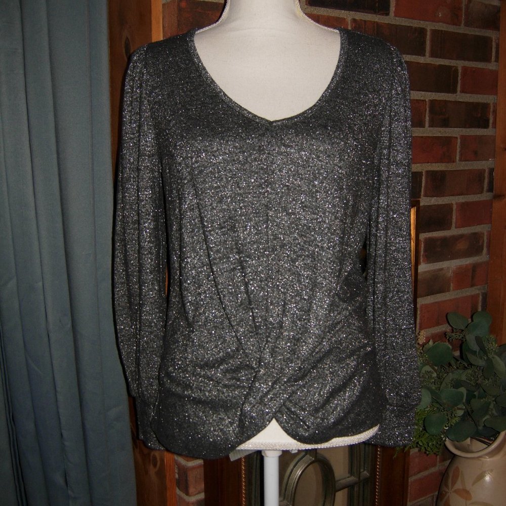 Maurices Sparkly Metallic Twist Front Top S